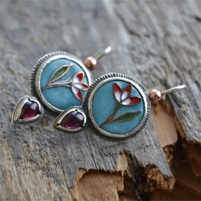 Earrings wickedafstore Water Droplet Inlaid with Purple Stone Earrings