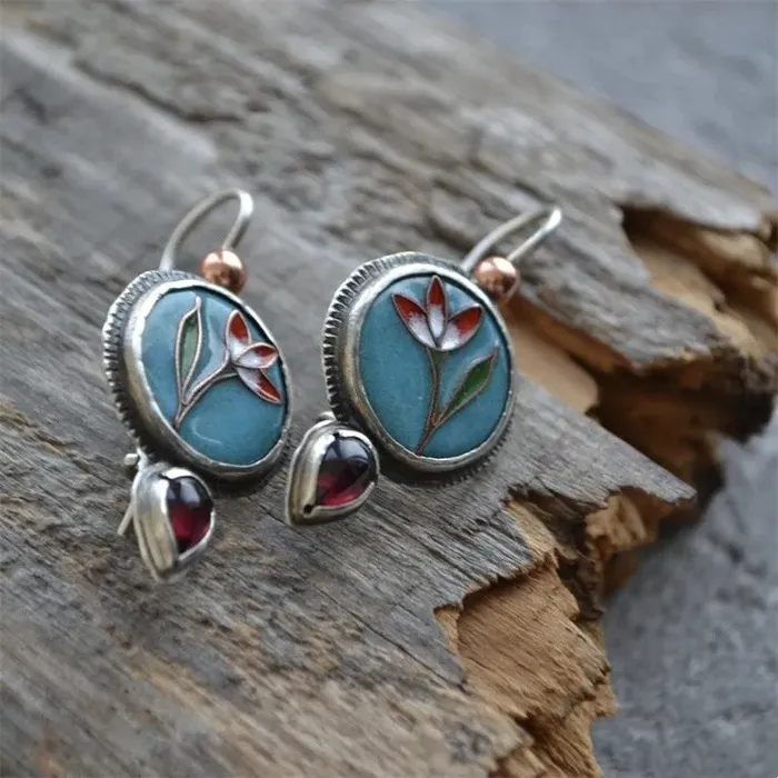 Earrings wickedafstore Water Droplet Inlaid with Purple Stone Earrings