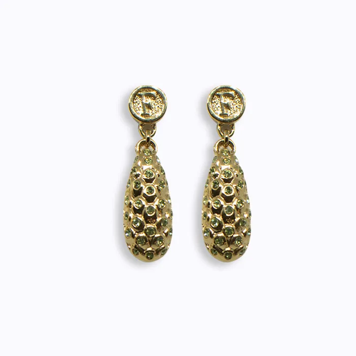Ferre Milano Earrings Ferre Milano Earring Ip Gold Coated With Green Stone