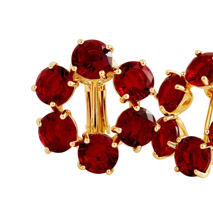 Les Nereides Garnet Red Diamantine 6 Stone Post Earrings Les Nereides Earrings