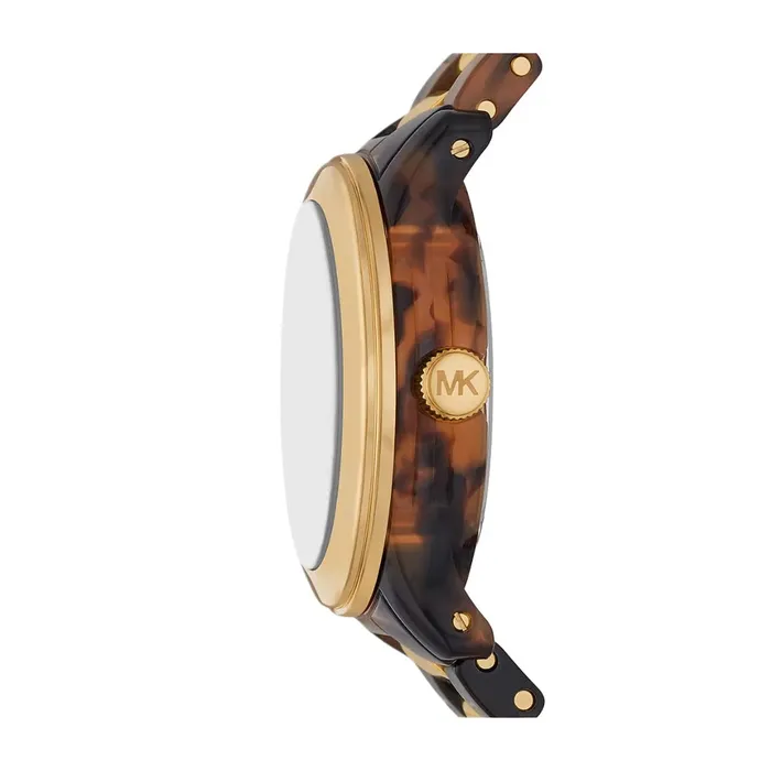 Michael Kors Runway Ladies ThreeHand Brown Acetate and GoldTone Stainless Steel Watch Michael Kors Earrings