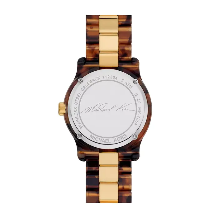 Michael Kors Runway Ladies ThreeHand Brown Acetate and GoldTone Stainless Steel Watch Michael Kors Earrings