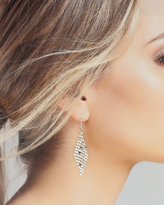 NOV2024 Earrings Metal Mesh Grid Sequin Earrings