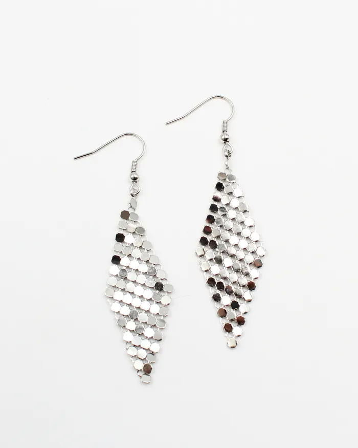 NOV2024 Earrings Metal Mesh Grid Sequin Earrings