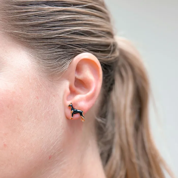 Prep Obsessed LM Earrings Doberman Signature Enamel Stud Earrings