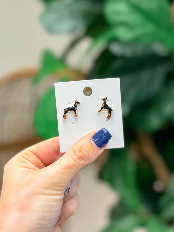 Prep Obsessed LM Earrings Doberman Signature Enamel Stud Earrings