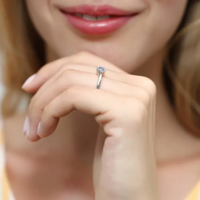 Rings BERRICLE Solitaire Blue CZ Ring in Sterling Silver 08ct