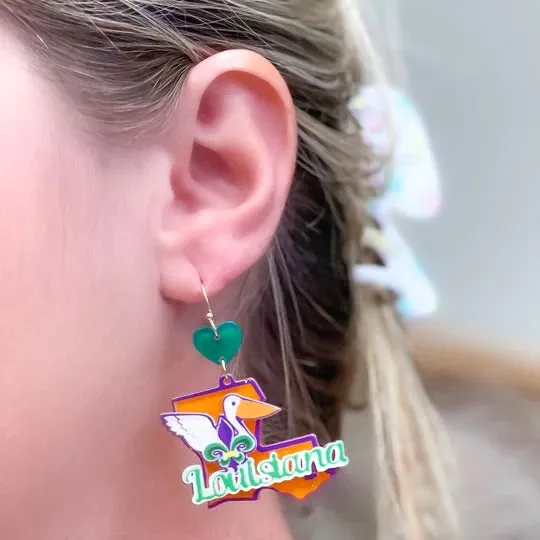 State Icon Dangle Earrings Louisiana Prep Obsessed RNK Earrings