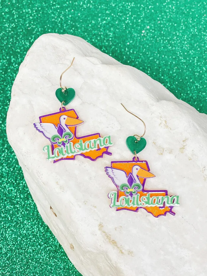 State Icon Dangle Earrings Louisiana Prep Obsessed RNK Earrings