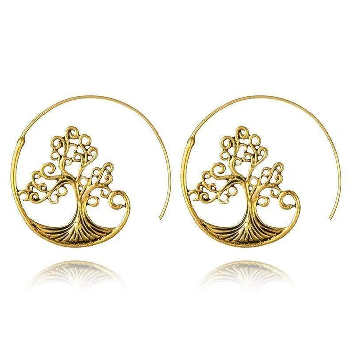 WickedAF Earrings Tree Of Life Spiral Hoop Earrings