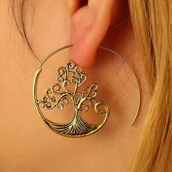 WickedAF Earrings Tree Of Life Spiral Hoop Earrings