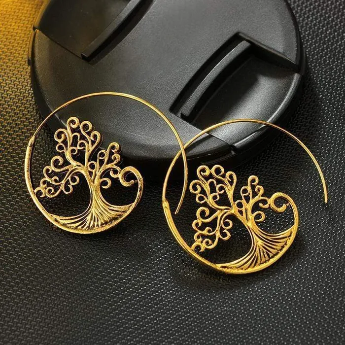 WickedAF Earrings Tree Of Life Spiral Hoop Earrings