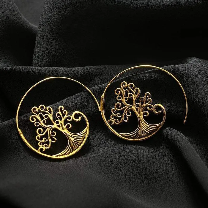 WickedAF Earrings Tree Of Life Spiral Hoop Earrings