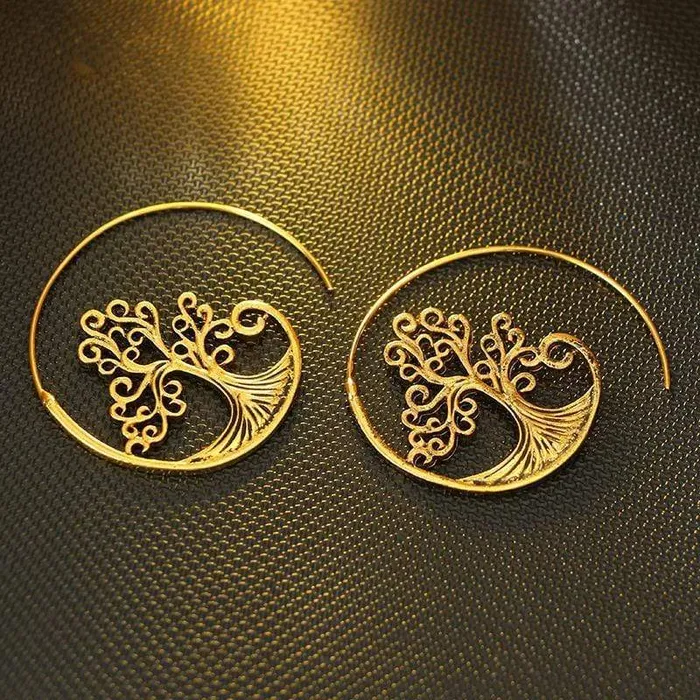 WickedAF Earrings Tree Of Life Spiral Hoop Earrings