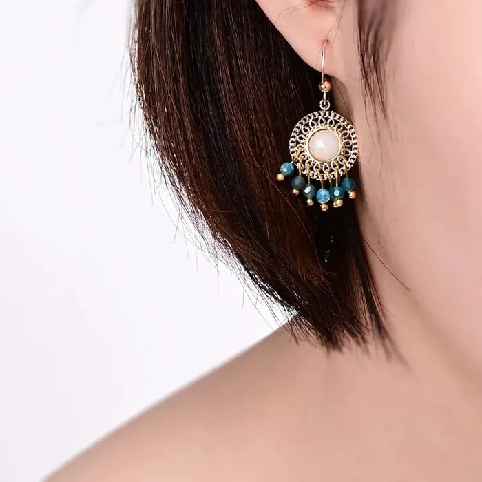 wickedafstore Earrings Dreamcatcher Natural Stone Earrings