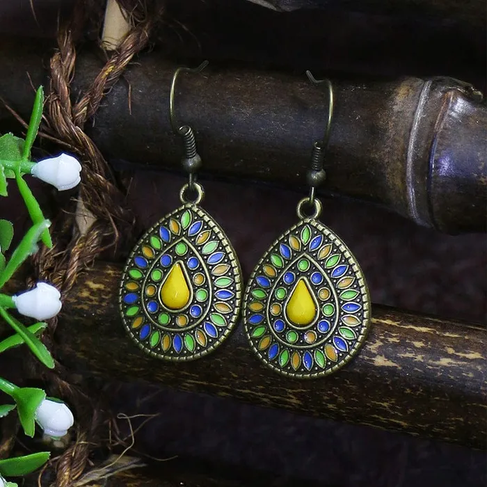wickedafstore Earrings Multicolor Vintage Boho Tear Drop Earrings