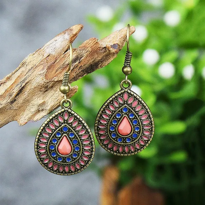 wickedafstore Earrings Multicolor Vintage Boho Tear Drop Earrings