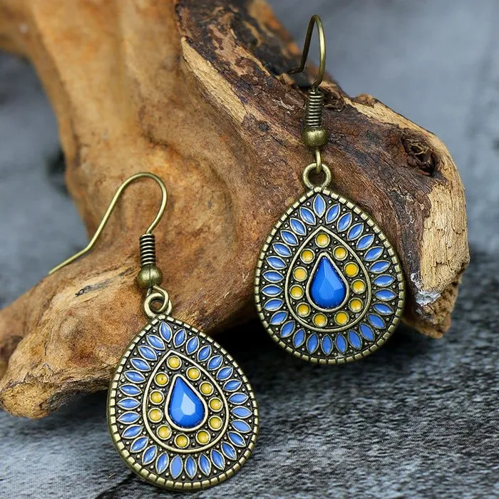 wickedafstore Earrings Multicolor Vintage Boho Tear Drop Earrings