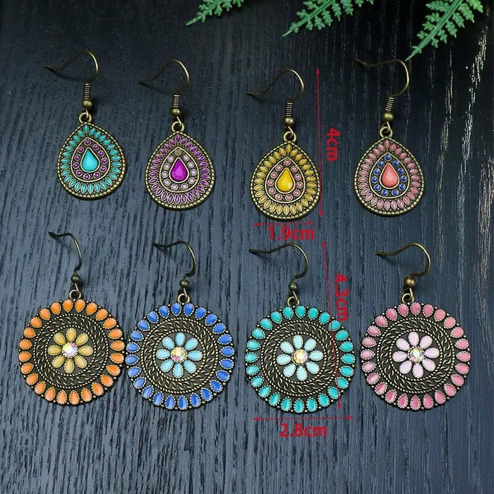 wickedafstore Earrings Multicolor Vintage Boho Tear Drop Earrings