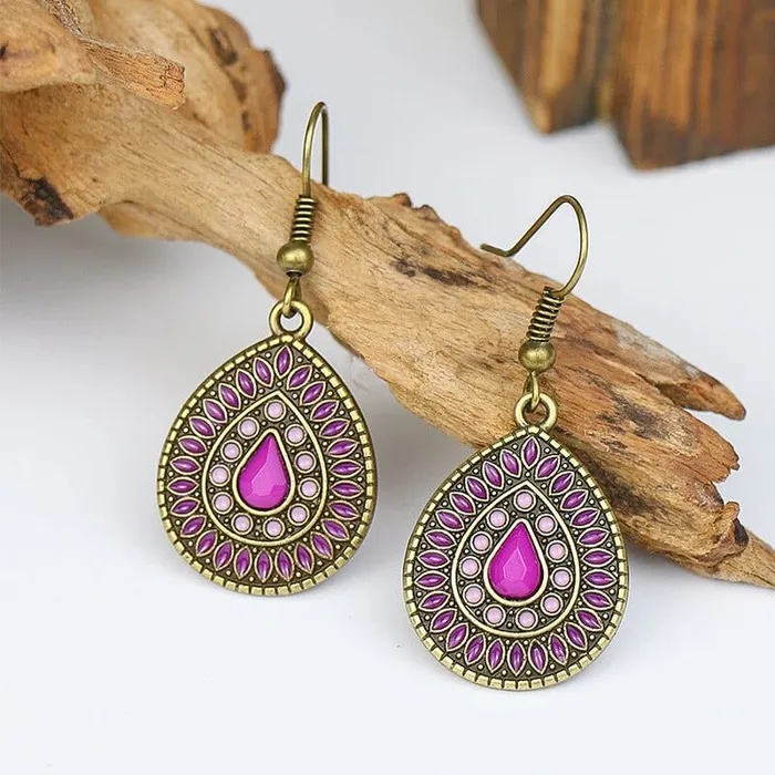 wickedafstore Earrings Multicolor Vintage Boho Tear Drop Earrings
