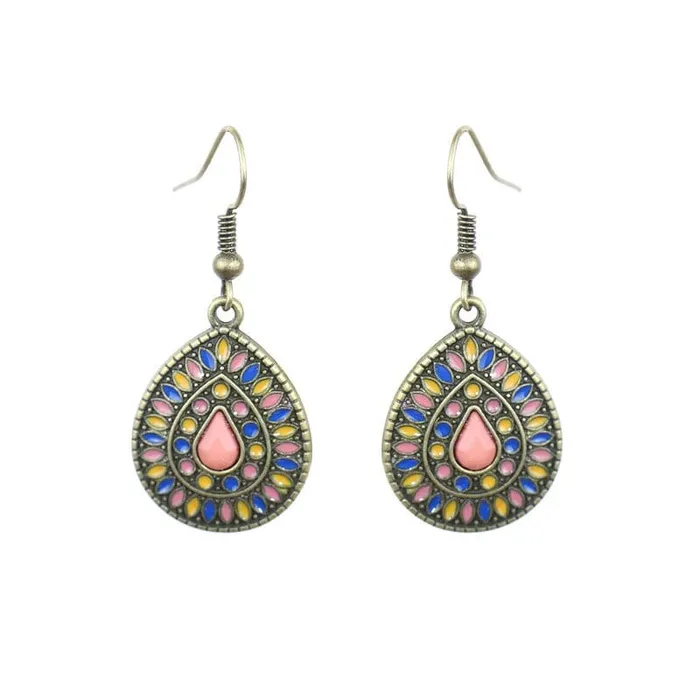 wickedafstore Earrings Multicolor Vintage Boho Tear Drop Earrings