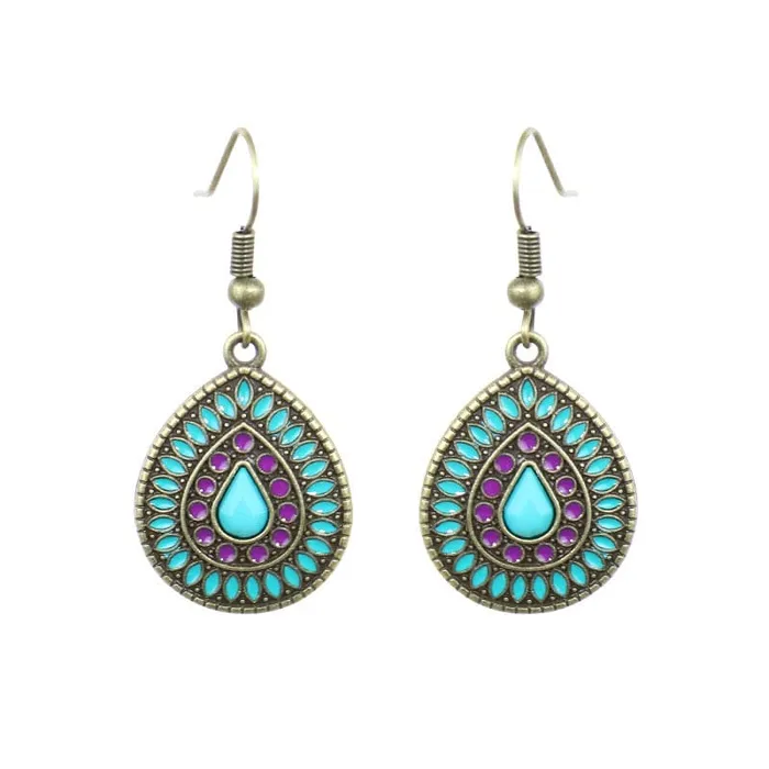 wickedafstore Earrings Multicolor Vintage Boho Tear Drop Earrings