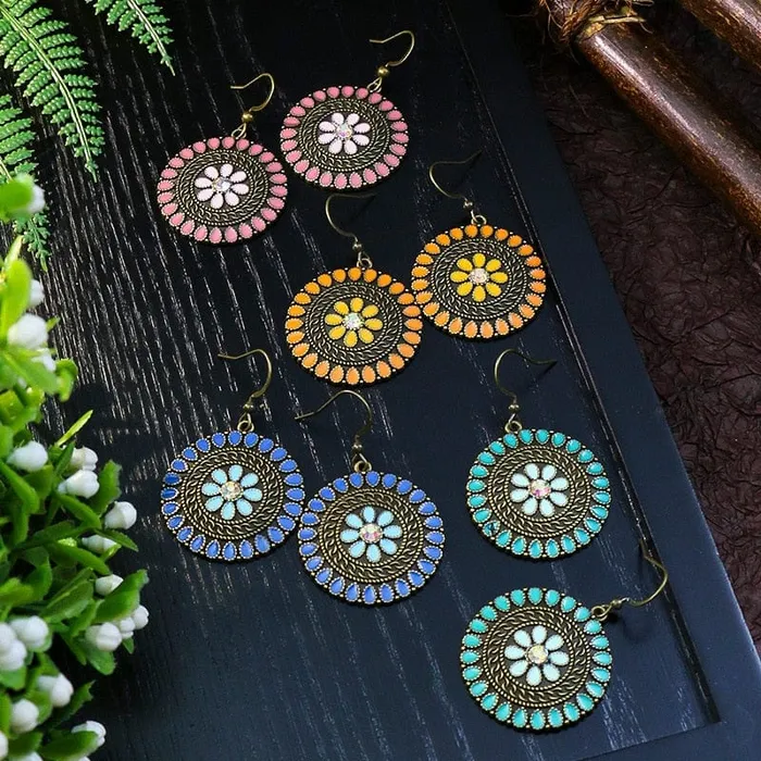 wickedafstore Earrings Multicolor Vintage Boho Tear Drop Earrings