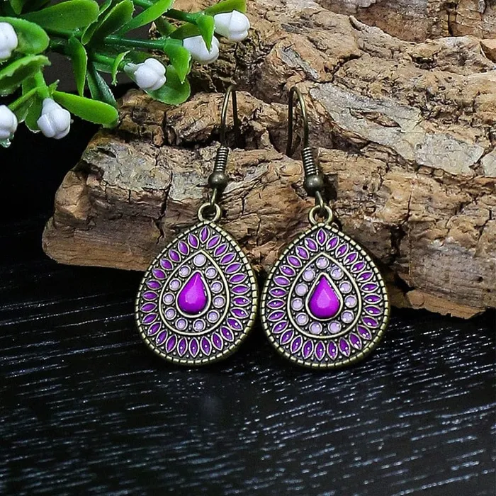 wickedafstore Earrings Multicolor Vintage Boho Tear Drop Earrings